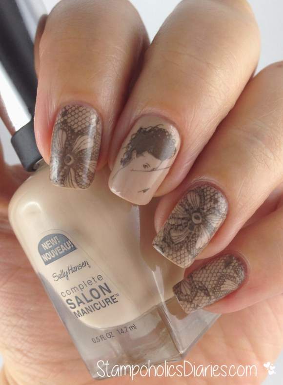 Sally Hansen Shore Enough and stamping MM44, Lesly 03