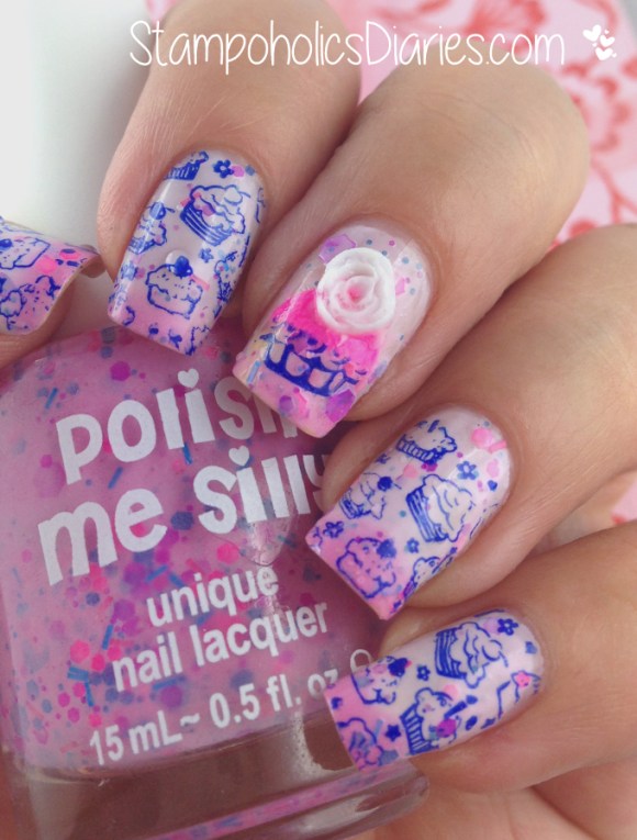 Stampoholics Diaries Polish Me Silly Dreaming in pink and Cupcake Design