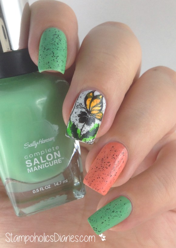 Sally Hansen Mojito, Tahitian Sunset, El Corazon dalmatian, Dance Legend Aquarelle, Born Pretty BP-34