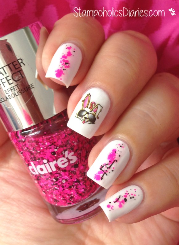 Bunny Nails with Jolifin, Claire's Sequins and Essence Snow alert StampoholicsDiaries.com