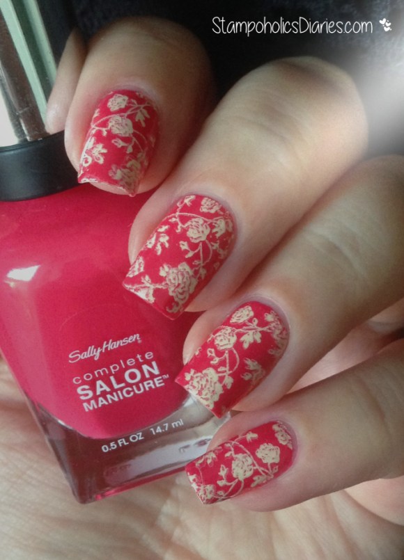 Rose Nails 2 with Sally Hansen 540 Frutti Petutie StampoholicsDiaries.com