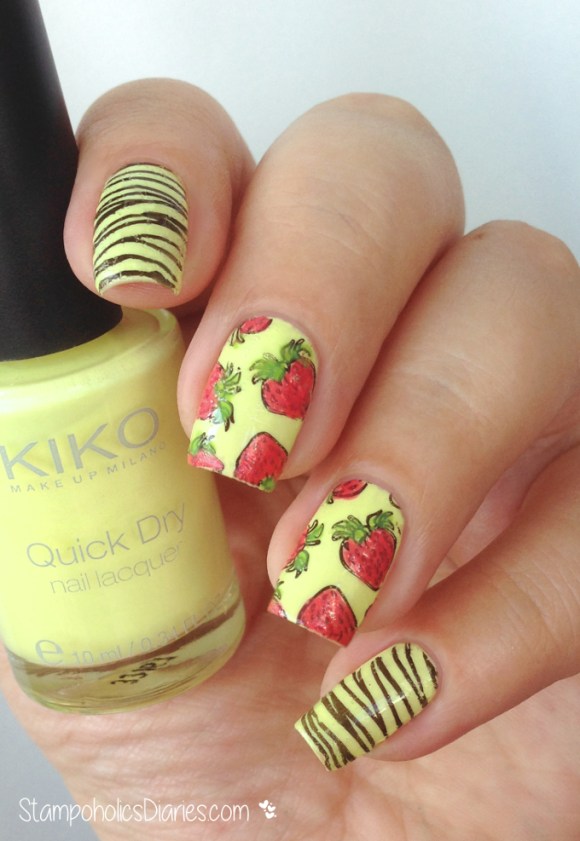 strawberry nails Kiko 488, 297, 853 and Bornpretty Y004, BP-67 stampoholicsdiaries.com